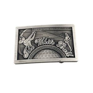 The White Ball Golf Metal Belt Buckle Silver Golfing Amateur Professional Retro
